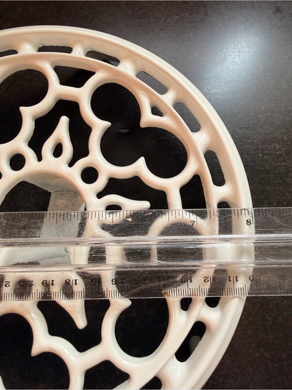 Le Creuset White Cast Iron Trivet with Decorative Cutout Design - Picture 2 of 4